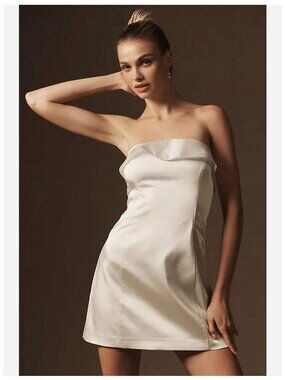 Altard State Womens Champagne Strapless Romper With Foldover Detail Size S
